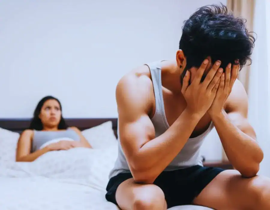 Image of upset man in need of erectile dysfunction treatment Lutterworth